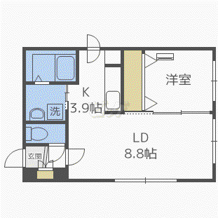 LANGRES HASSAMU(1LDK/3階)の間取り写真