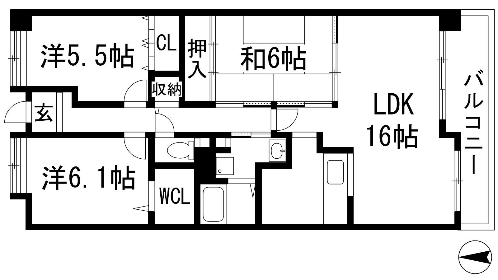グランディオーズ(3LDK/2階)の間取り写真