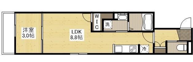 月光福山中央弐番館(1LDK/1階)の間取り写真