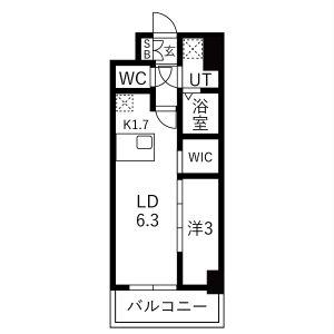 メイクスアート浄心(1LDK/7階)の間取り写真