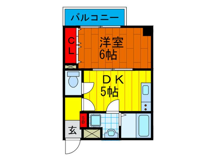 WELLS HALL(1DK/2階)の間取り写真