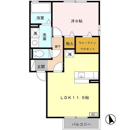 リビングタウン桃の里 C(1LDK/2階)の間取り写真