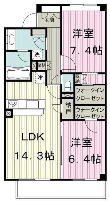 S-FORT横浜青葉台(2LDK/5階)の間取り写真