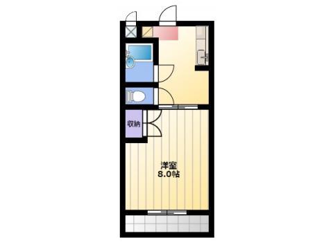 マンション四ツ池(1K/1階)の間取り写真