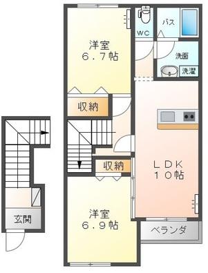 ヴィラ・エクセレント(2LDK/2階)の間取り写真