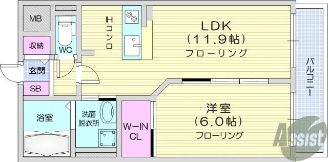 パナス・柏木(1LDK/3階)の間取り写真