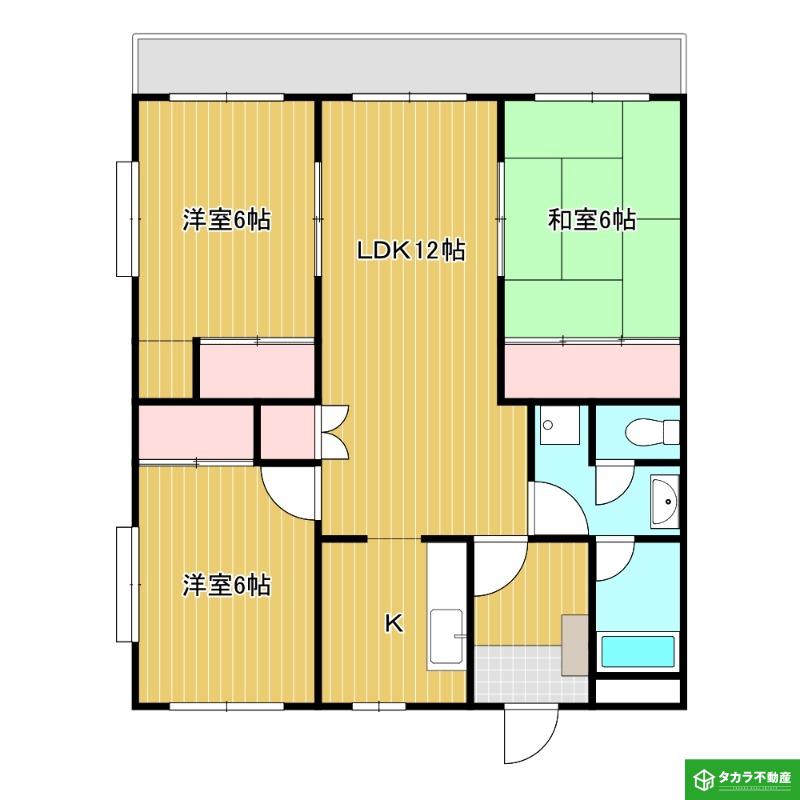 中島ロイヤルハイツ(3LDK/4階)の間取り写真