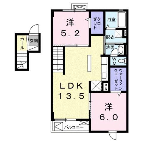 グランシェーネ(2LDK/4階)の間取り写真