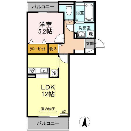 サンライズ豊益築港町(1LDK/3階)の間取り写真