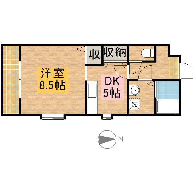 オリーブ住吉(1DK/4階)の間取り写真