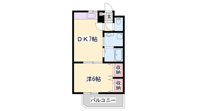 ベルシャンテ西明石II(1DK/3階)の間取り写真