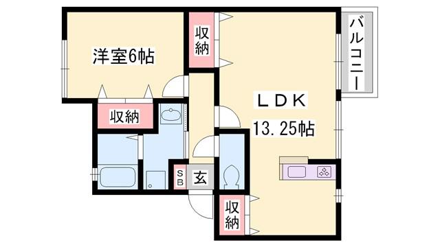 メゾン・ド・ソレイユ(1LDK/1階)の間取り写真
