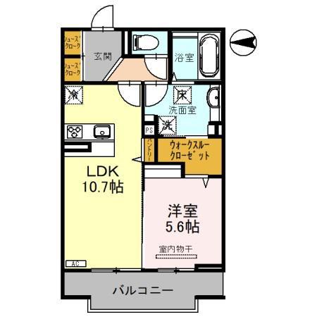 ルミナス古鍛冶町(1LDK/1階)の間取り写真