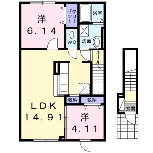 サンライズ彩(2LDK/2階)の間取り写真