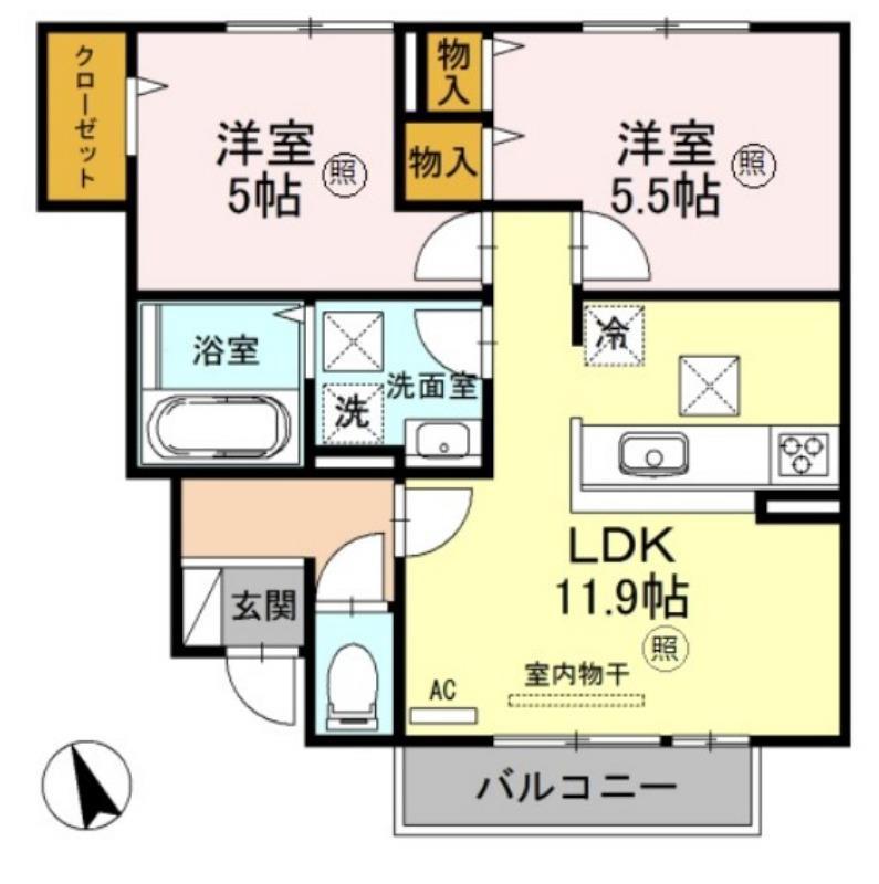 ヴィラ・フォレスティア(2LDK/1階)の間取り写真