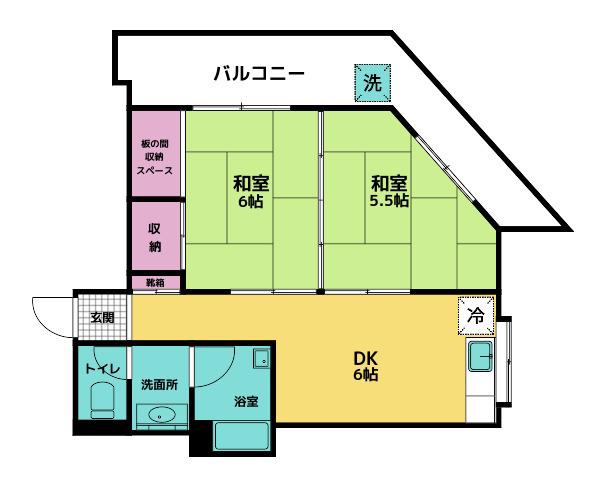 コーポマル考(2DK/3階)の間取り写真