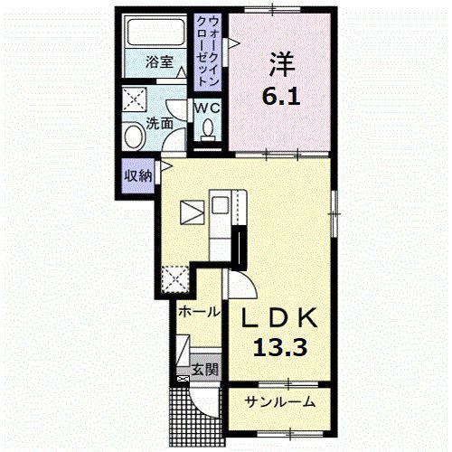 グランデ(1LDK/1階)の間取り写真