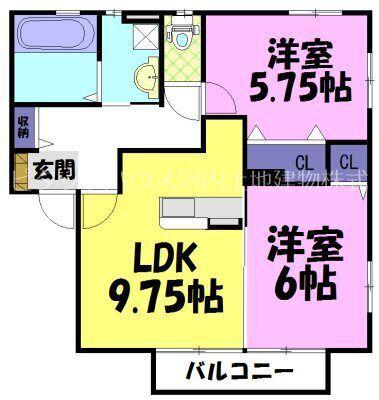 スペランツC(2LDK/2階)の間取り写真