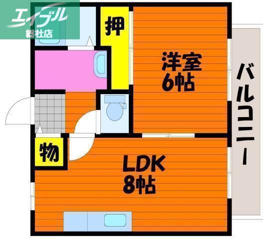 ステリーナ福島A棟(1LDK/2階)の間取り写真