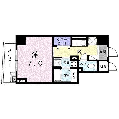 B.R.大森山王(1K/3階)の間取り写真