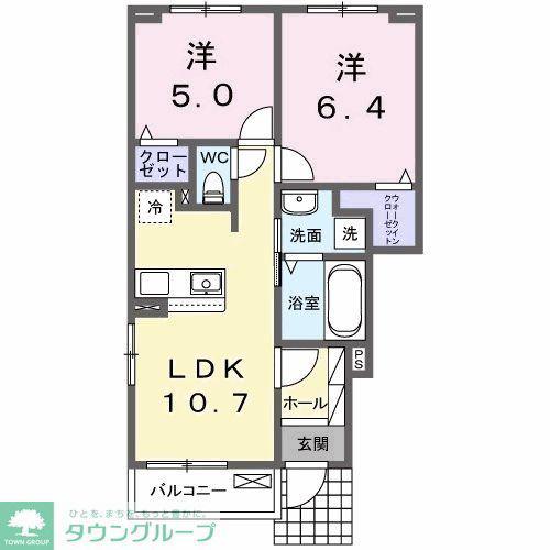 カレント レジデンス 下増田II(2LDK/1階)の間取り写真