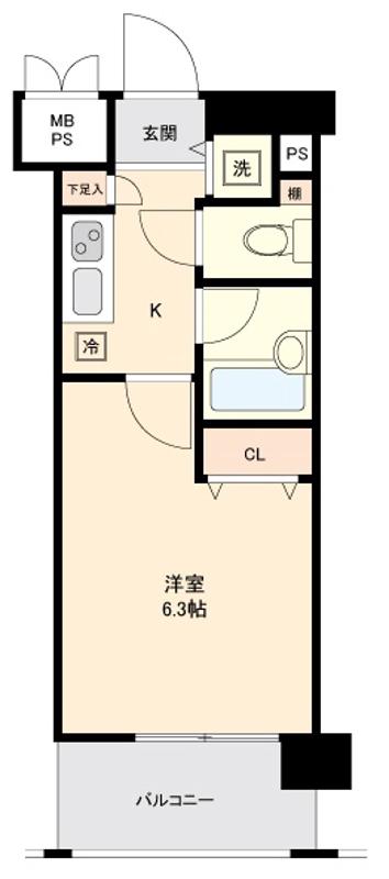 パレステュディオ文京千石パークサイド(1K/5階)の間取り写真