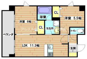 プレステージ10番館(2LDK/7階)の間取り写真