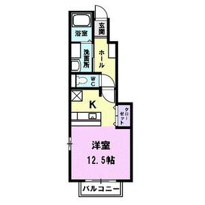 ガーデンハウスフィオーレ(1K/1階)の間取り写真