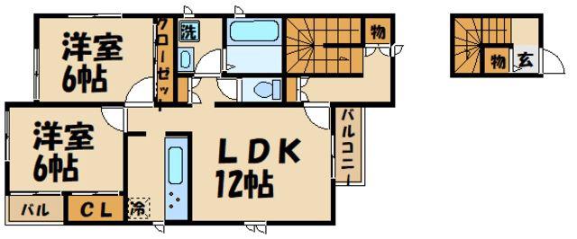 アザレア ハウス(2LDK/2階)の間取り写真