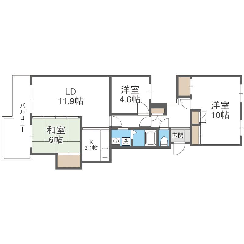 おおやちビレジ2号棟(3LDK/3階)の間取り写真
