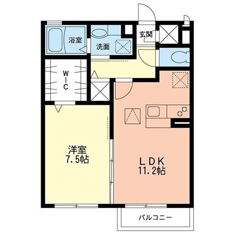 ヒルサイドパレス(1LDK/2階)の間取り写真