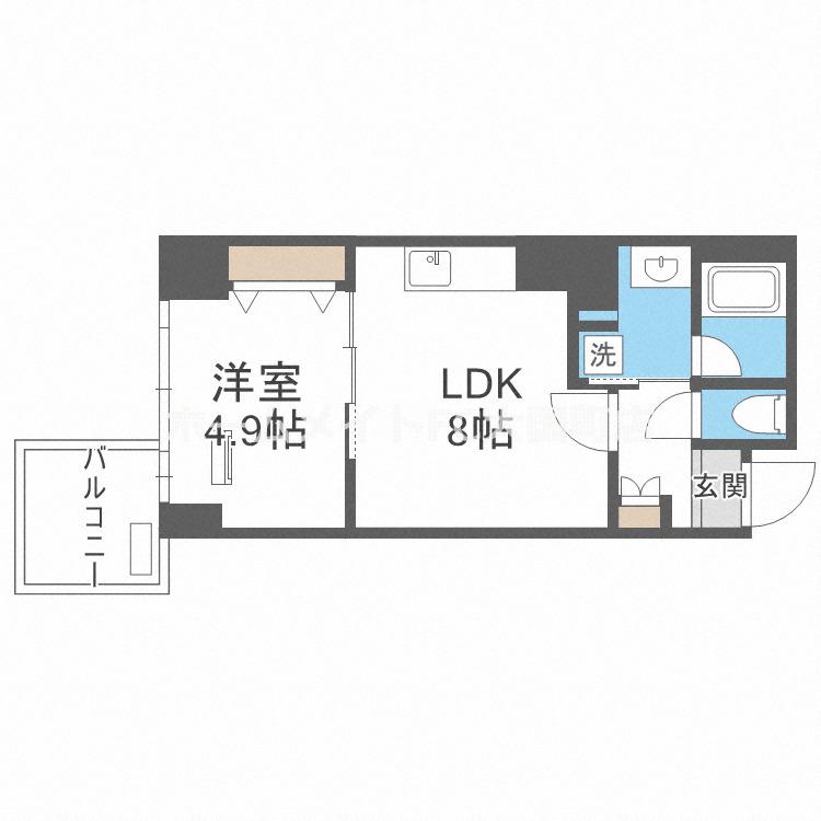 RISING MAISON 本町橋(1LDK/9階)の間取り写真