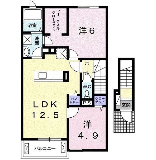 リオコリーナC(2LDK/2階)の間取り写真
