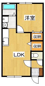 マリナーハウス(1LDK/2階)の間取り写真