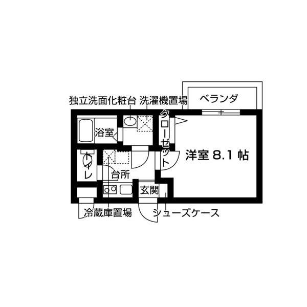 ゼスタレジデンス八雲(1K/4階)の間取り写真