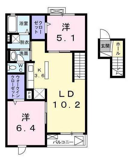 グリーンビレッジ菊名(1LDK/3階)の間取り写真