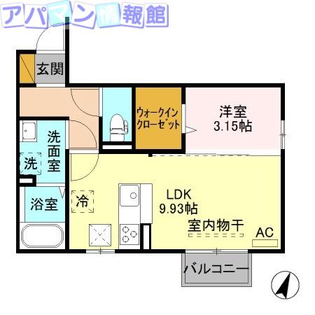 グランドソレイユ B(1LDK/1階)の間取り写真