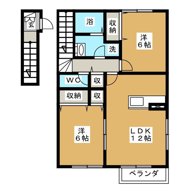 夢が丘ガーデンハイツ III(2LDK/2階)の間取り写真