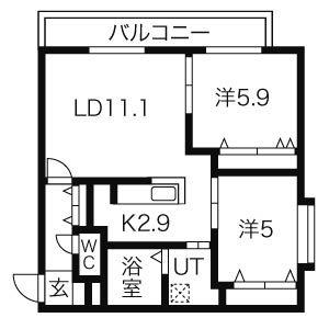 デュペールN28(2LDK/3階)の間取り写真