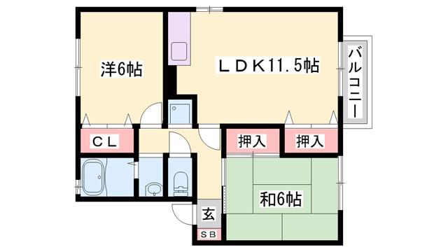 エスポワールII(2LDK/2階)の間取り写真