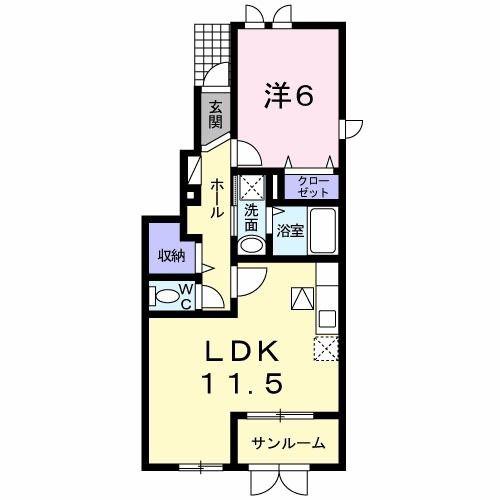 ポポラーレIII B(1LDK/1階)の間取り写真