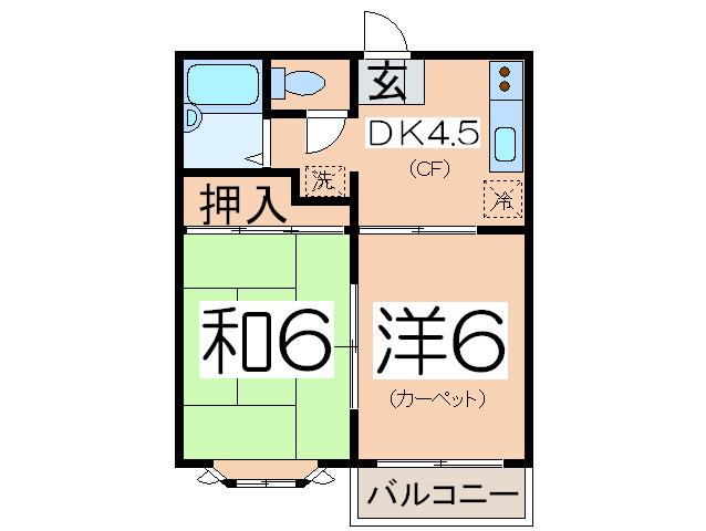 アイゼンハイム(2DK/2階)の間取り写真