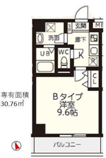ハイブリッジ荻窪(1K/4階)の間取り写真
