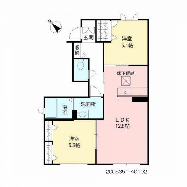 アトラス帯山 (2LDK/1階)の間取り写真