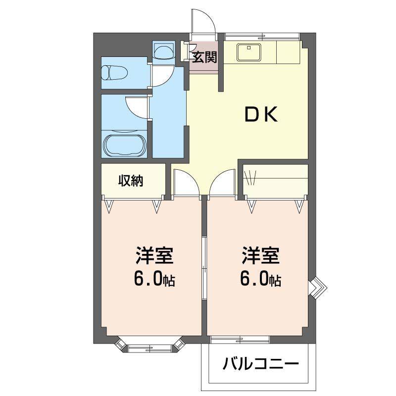 コーポ英知(2DK/1階)の間取り写真