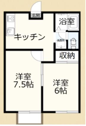ハイツ山口A(2DK/1階)の間取り写真