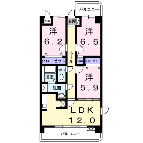 サンライズ新池(3LDK/2階)の間取り写真