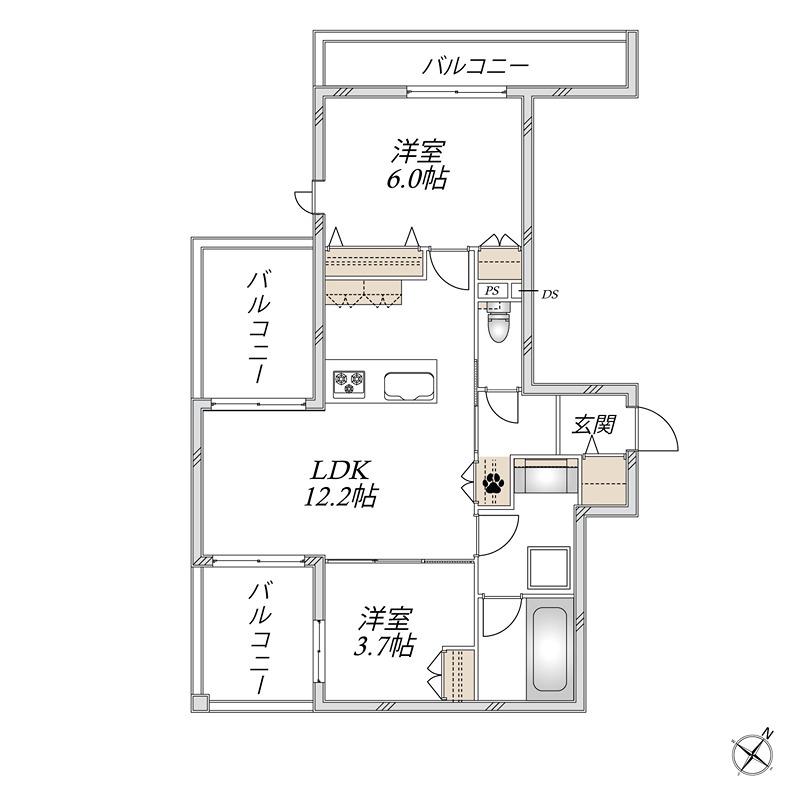 GRAND NOBIE OMORI(2LDK/2階)の間取り写真