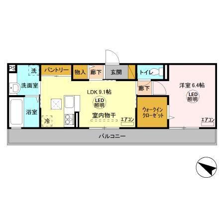 サンセイル(1LDK/1階)の間取り写真