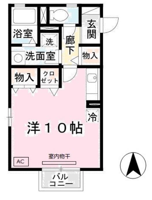 エクセルハイム(ワンルーム/2階)の間取り写真